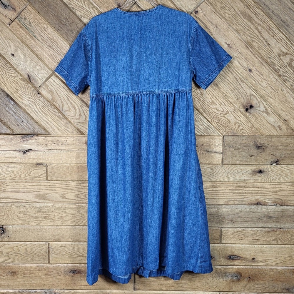Moda International Denim Vintage Dress Womens Size 10 Blue Snowman Christmas USA - Picture 7 of 8